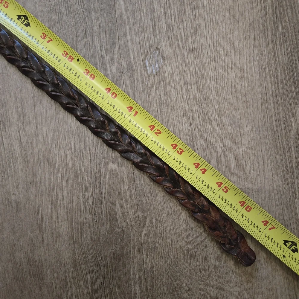 Mens Y2k AEO American Eagle Brown Leather Braided Belt 40-42